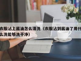 衣服沾上酱油怎么清洗（衣服沾到酱油了用什么洗能够洗干净）