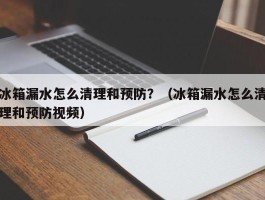 冰箱漏水怎么清理和预防？（冰箱漏水怎么清理和预防视频）